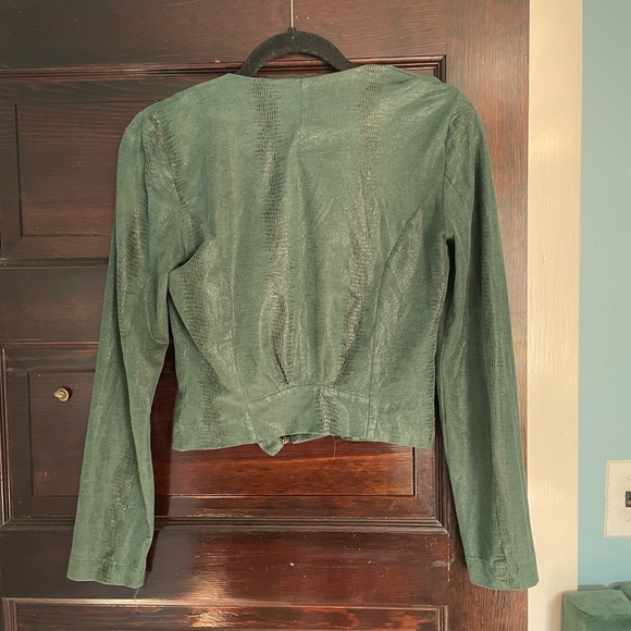 Forest green snake skin print suede jacket - Picture 2 of 2